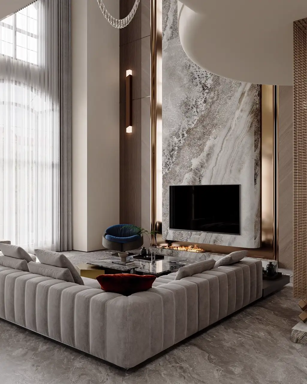 Italian Light Luxury Interior Rendering 01, interior view 2