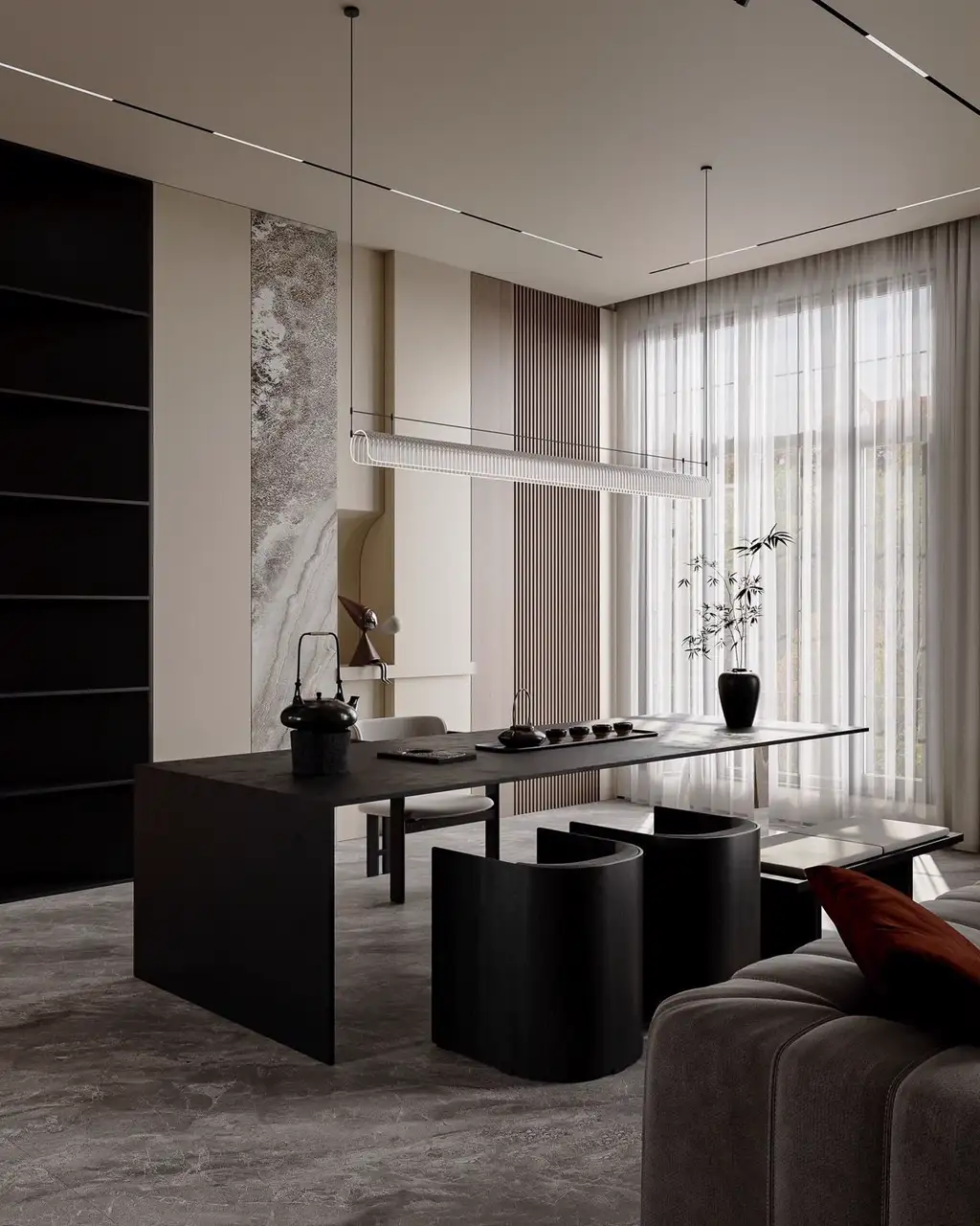 Italian Light Luxury Interior Rendering 01, interior view 13
