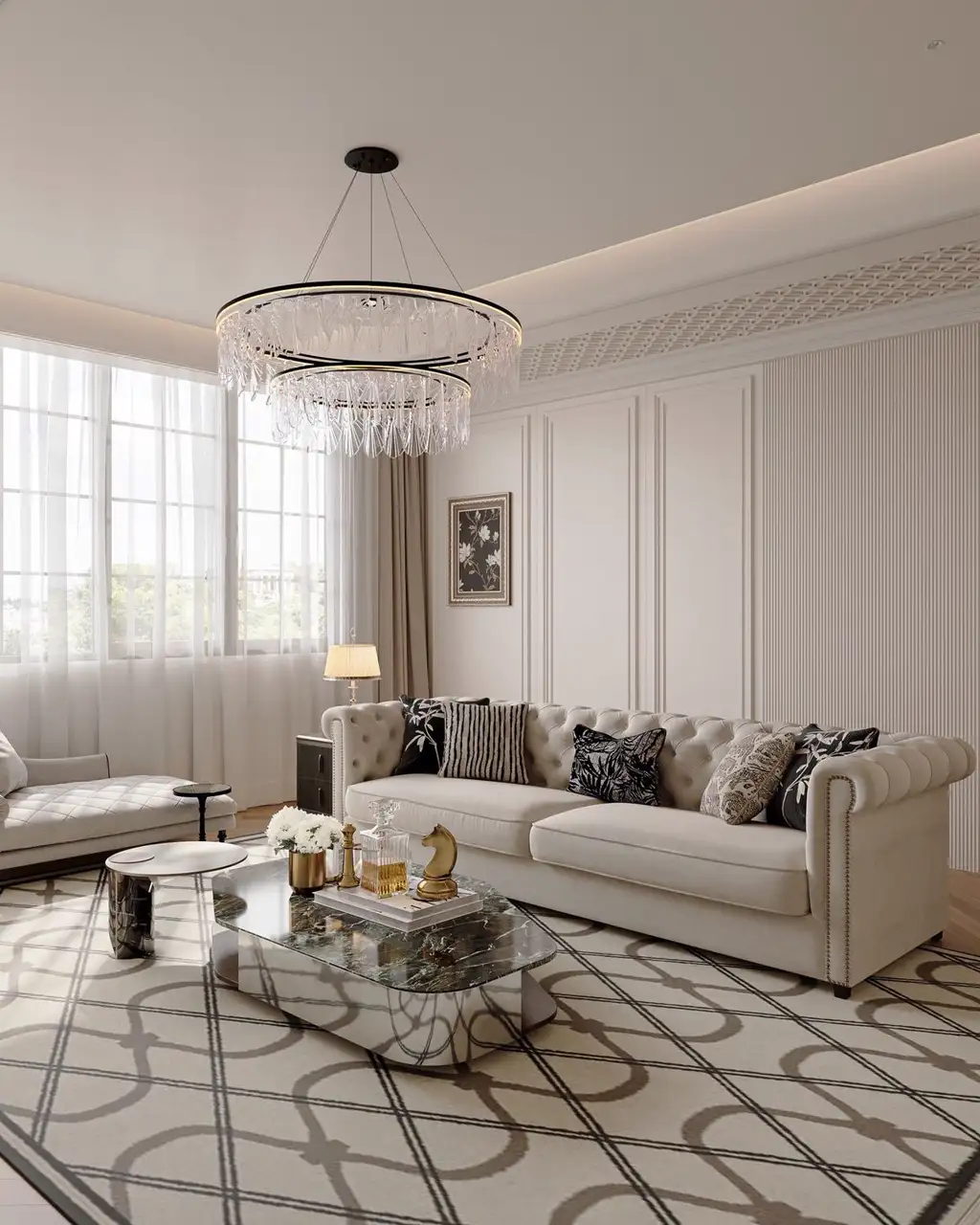French Classic Interior Rendering 01, interior view 1