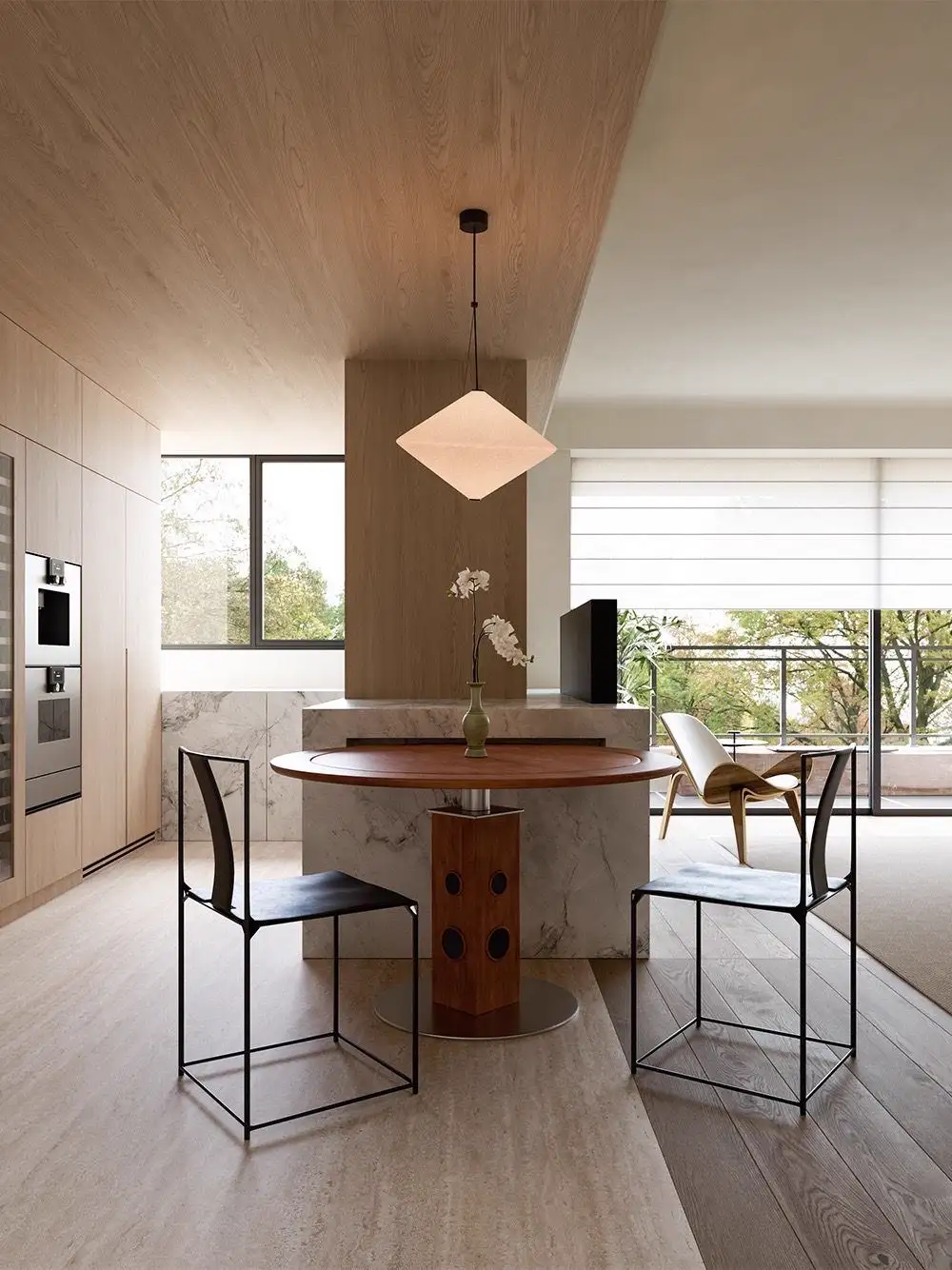 Natural Wood Interior Rendering 03, interior view 3
