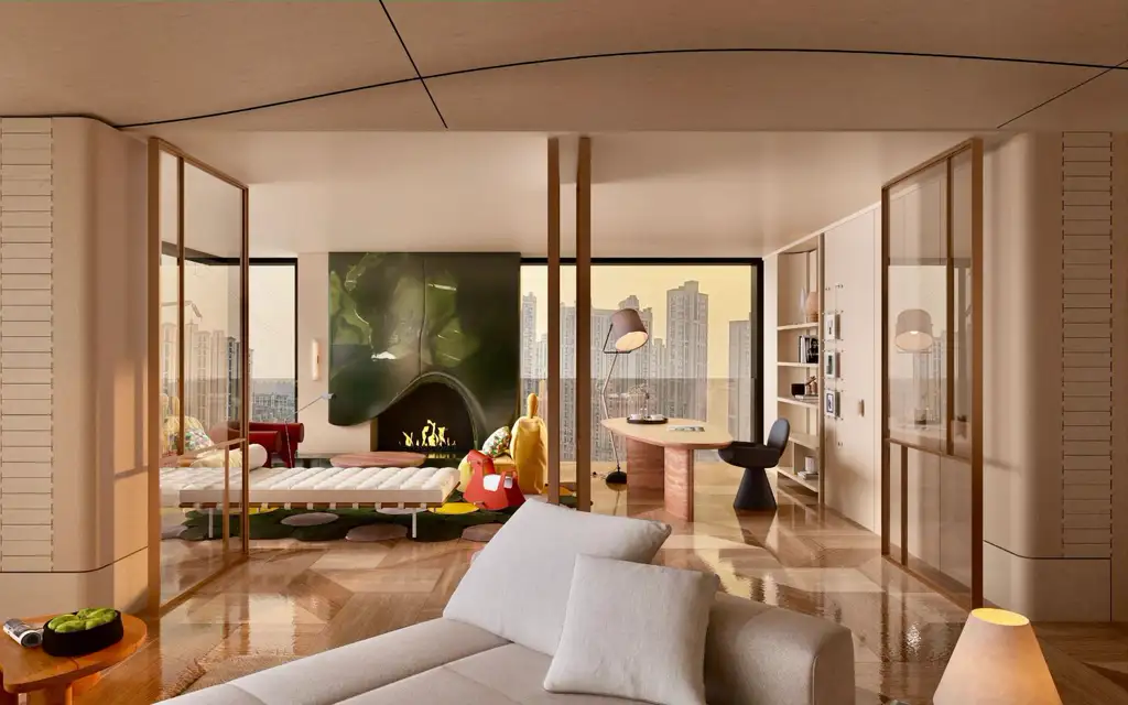 Natural Wood Interior Rendering 05, interior view 4