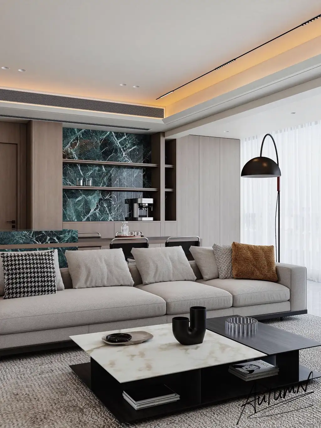 Italian Minimal Interior Rendering 05, interior view 1
