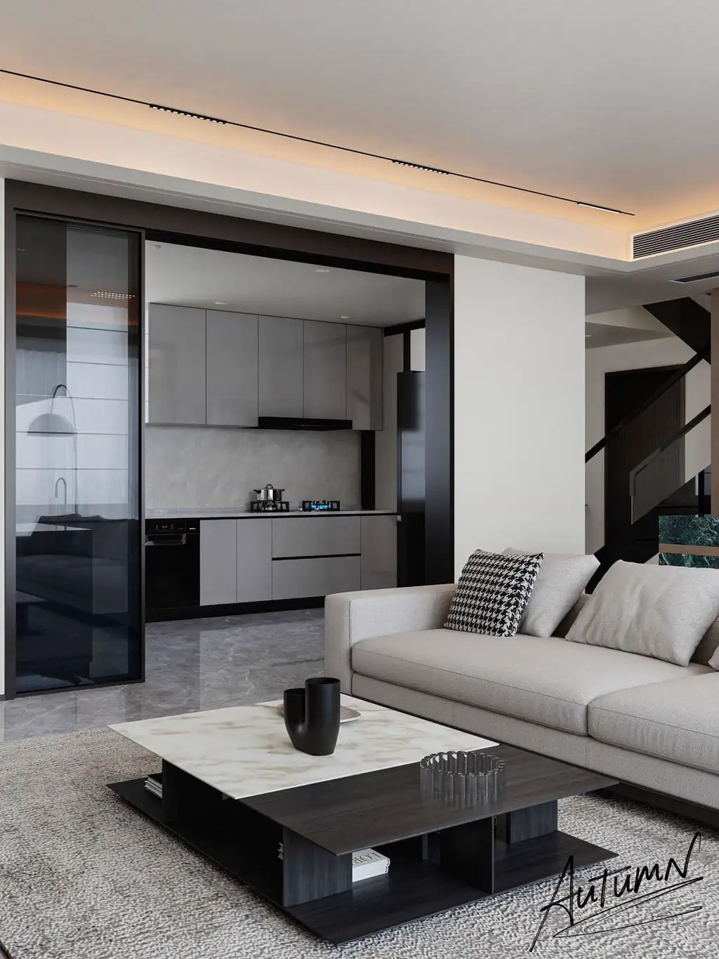 Italian Minimal Interior Rendering 05, interior view 4