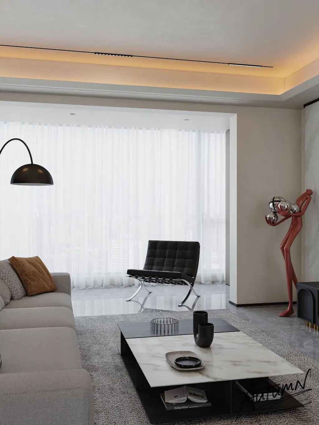 Italian Minimal Interior Rendering 05, interior view 5