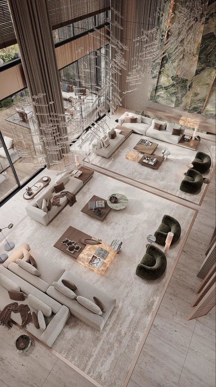Italian Light Luxury Villa Rendering 01, interior view 2