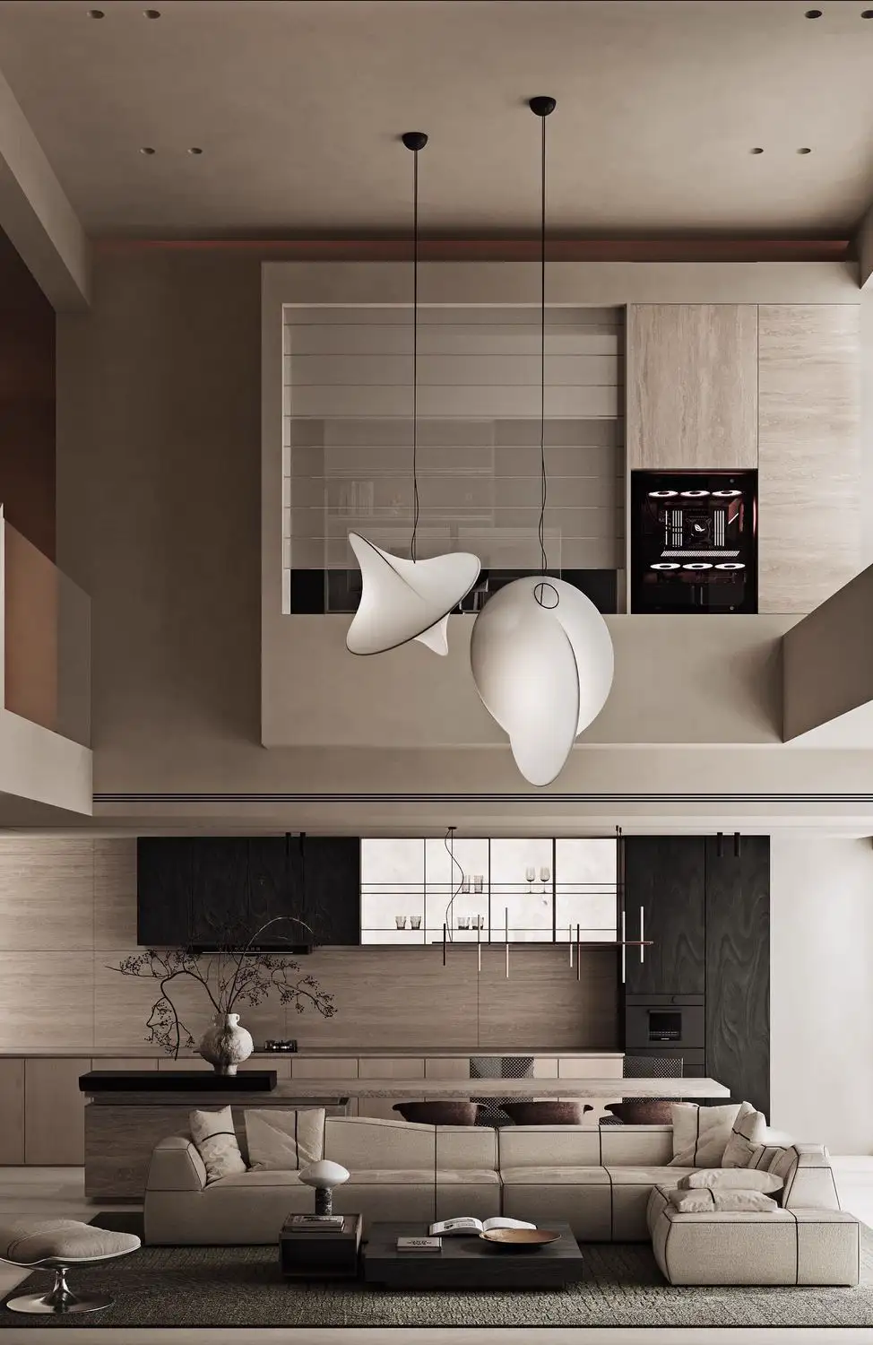Double-height Villa Rendering 04, interior view 2