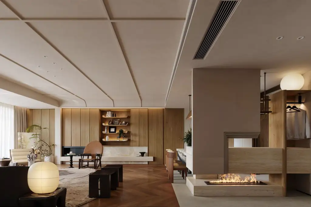 Natural Wood Interior Rendering 08, interior view 1
