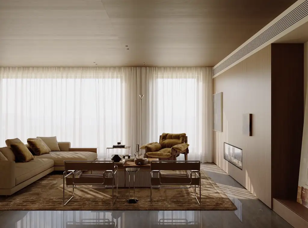 Natural Wood Interior Rendering 09, interior view 1