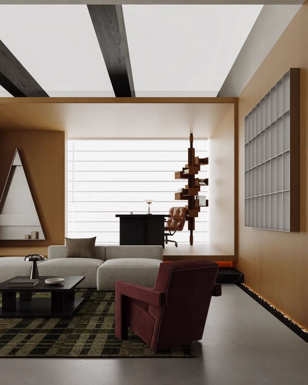 Natural Wood Interior Rendering 12, interior view 1