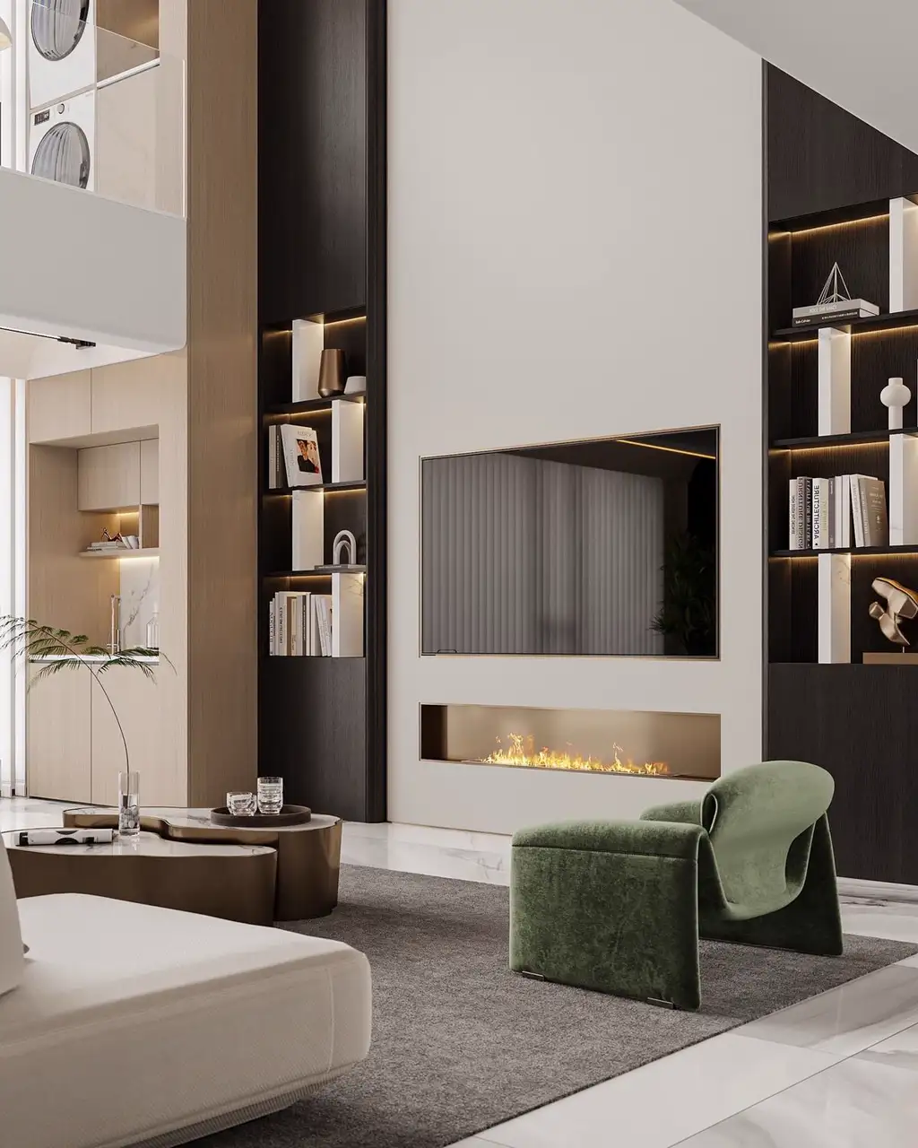 Italian Minimal Villa Rendering 01, interior view 3