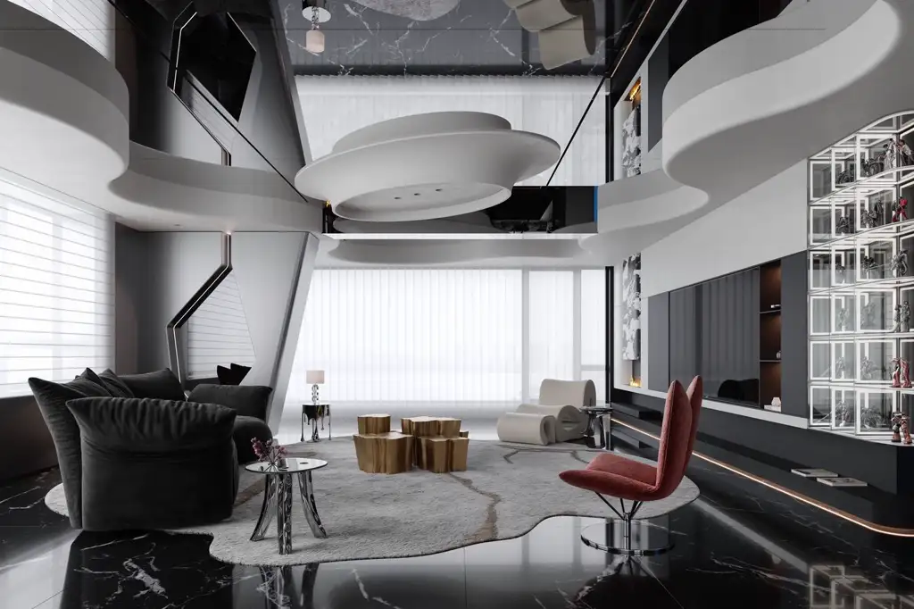 Double-height Villa Rendering 12, interior view 2